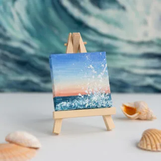 Ocean seascape after sunset mini acrylic painting