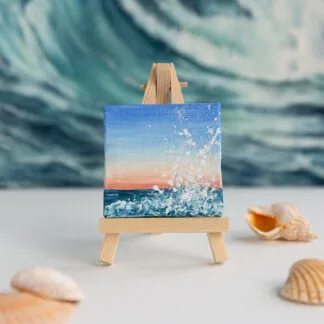 Ocean seascape after sunset mini acrylic painting