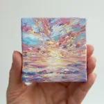 Serene sunset over the ocean mini acrylic painting