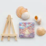 Serene sunset over the ocean mini acrylic painting