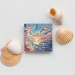 Dramatic sunset above the ocean mini acrylic painting