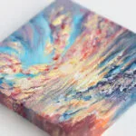 Dramatic sunset above the ocean mini acrylic painting
