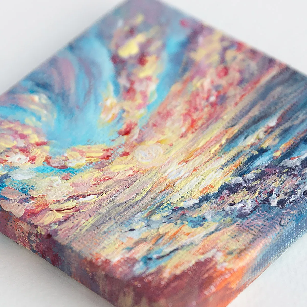 Dramatic sunset above the ocean mini acrylic painting
