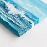 Blue ocean seascape with soft waves mini acrylic painting