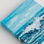 Blue ocean seascape with soft waves mini acrylic painting