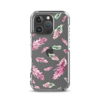 Boho Pink Feathers Clear iPhone Case – Tender Feather Watercolor Design