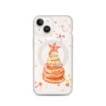 Orange Christmas tree iPhone 14 MagSafe clear case with festive watercolor art.