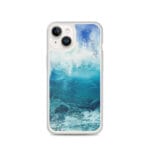 Blue ocean wave MagSafe case for iPhone 14, calming water design.