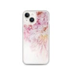 Soft pink and white peony flower spring watercolor design on iPhone 14 MagSafe case.