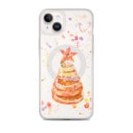 Creative clear orange Christmas tree iPhone 14 Plus MagSafe case with watercolor painting.