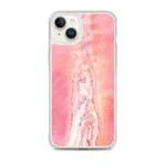 Unique MagSafe iPhone 14 Plus case showcasing vibrant pink lake-inspired fluid art with a sleek design.