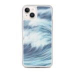 Premium MagSafe iPhone 14 Plus case with bold and elegant blue ocean waves for a stylish look.