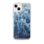 MagSafe iPhone 14 Plus case featuring abstract deep navy ocean design