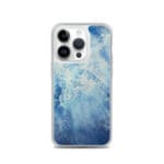 Ocean Blues abstract watercolor phone case for iPhone 14 Pro, soothing blue tones.
