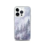 Serene art winter watercolor landscape with snow-covered trees MagSafe case for iPhone 14 Pro.