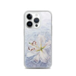 Elegant white lily watercolor MagSafe case for iPhone 14 Pro showcasing serene beauty.