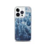 MagSafe iPhone 14 Pro case with watercolor navy blue ocean-inspired art
