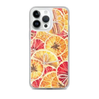 Bright oranges iPhone 14 Pro Max MagSafe case with festive watercolor theme.