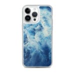 Abstract blue ocean art iPhone 14 Pro Max case, serene water surface design.