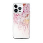 Elegant pink and white peony flowers watercolor painting artistic MagSafe iPhone 14 Pro Max case for a spring look.