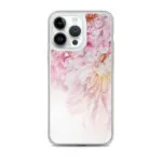 Elegant pink and white peony flowers watercolor painting artistic MagSafe iPhone 14 Pro Max case for a spring look.