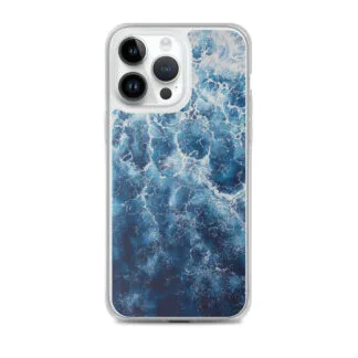MagSafe iPhone 14 Pro Max case showcasing navy blue abstract ocean design