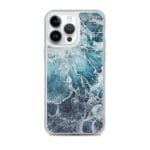 Protective MagSafe iPhone 14 Pro Max blue case showcasing abstract ocean art.