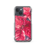 Vibrant red poinsettia flowers for Christmas iPhone 15 MagSafe case.