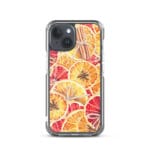 Vibrant Christmas oranges iPhone 15 MagSafe case with watercolor illustration.