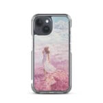 Ocean-inspired MagSafe iPhone 15 clear case featuring a graceful girl in a dreamy coastal setting
