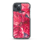 Christmas red poinsettia design iPhone 15 Plus case.