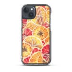 Seasonal Christmas oranges iPhone 15 Plus MagSafe case in vivid colors.