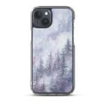 Winter landscape with snow-covered trees watercolor art iPhone 15 Plus clear case.