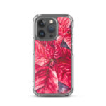 Red Christmas flowers watercolor iPhone 15 Pro case.