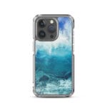 Blue ocean wave MagSafe case for iPhone 15 Plus, watercolor art.