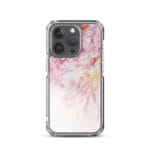 Beautiful peony flowers in soft pink hues on iPhone 15 Pro MagSafe case spring watercolor painting.