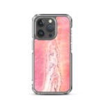 Aesthetic MagSafe iPhone 15 Pro case with unique pink abstract art for a sophisticated and modern look.