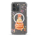 Festive Christmas tree transparent design iPhone 15 Pro Max MagSafe case with oranges.