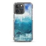 Abstract ocean wave art iPhone 15 Pro Max case with calming tones.