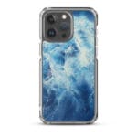 Abstract blue ocean watercolor MagSafe case for iPhone 15 Pro Max.