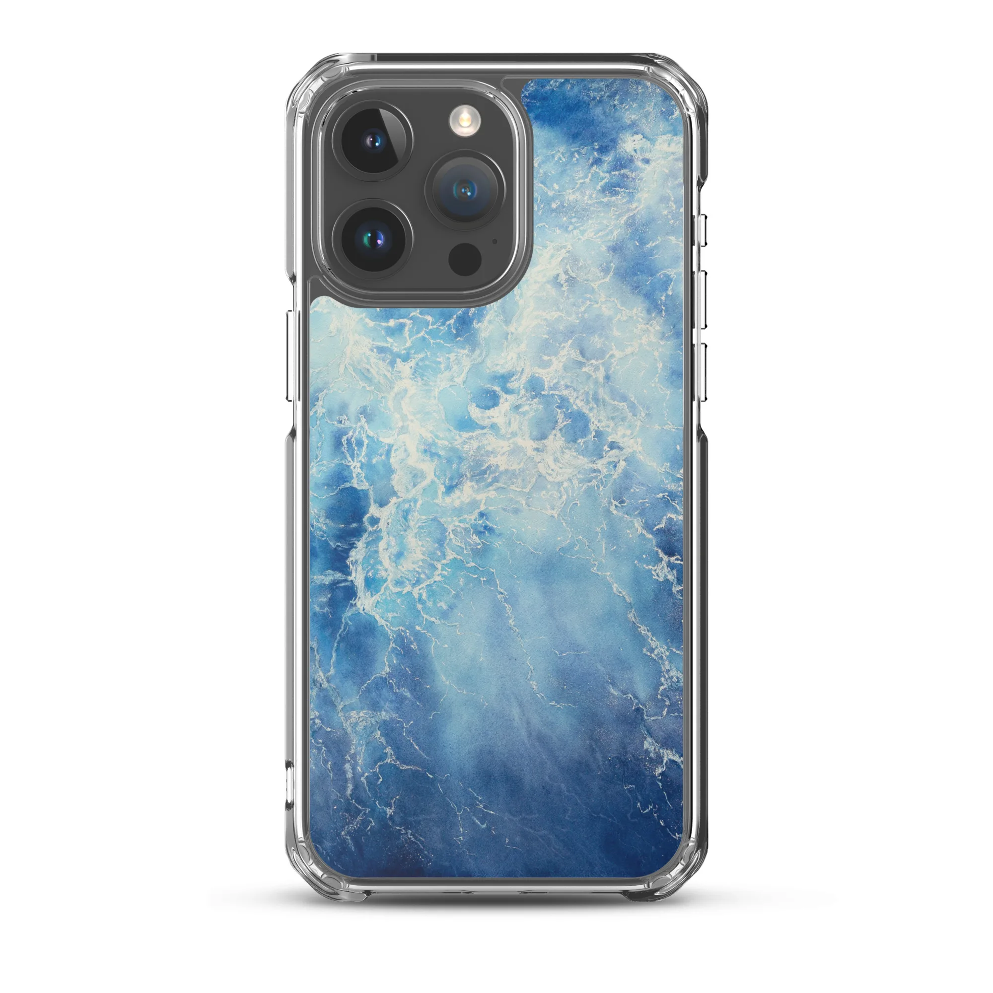 Ocean Blues case for iPhone 15 Pro Max, elegant blue ocean water surface art.