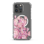Lightweight iPhone 15 Pro Max MagSafe case with abstract cactus-inspired watercolor painting