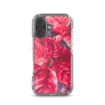 Elegant red poinsettia Christmas design for iPhone 16 MagSafe case.
