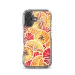Holiday-themed iPhone 16 MagSafe case with watercolor oranges design.