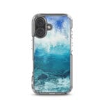 Blue ocean wave design for iPhone 16, soothing watercolor wave art.