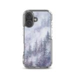 Winter snow forest watercolor design MagSafe iPhone 16 case.