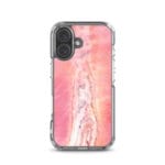 Trendy MagSafe iPhone 16 case with pink lake-inspired watercolor design, blending vibrant tones and sleek style.