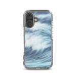 Elegant MagSafe iPhone 16 case featuring a unique watercolor ocean wave design for nature lovers.