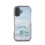 iPhone 16 MagSafe case featuring turquoise ocean waves and a clear blue sky.