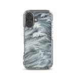 Grey ocean waves watercolor design MagSafe case for iPhone 16.